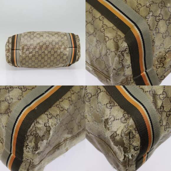 GUCCI GG Canvas Sherry Line Tote Bag Coated Canvas Gold Orange - Picture 11 of 13